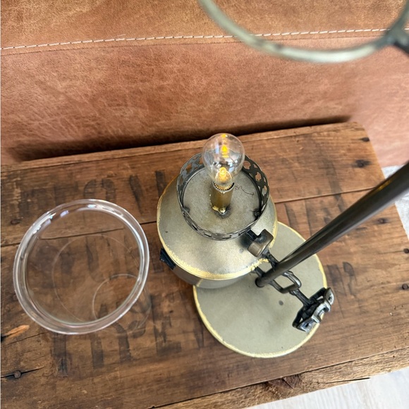 Handmade Artisan Architectural Metal Battery Operated Table Lamp - Picture 4 of 15